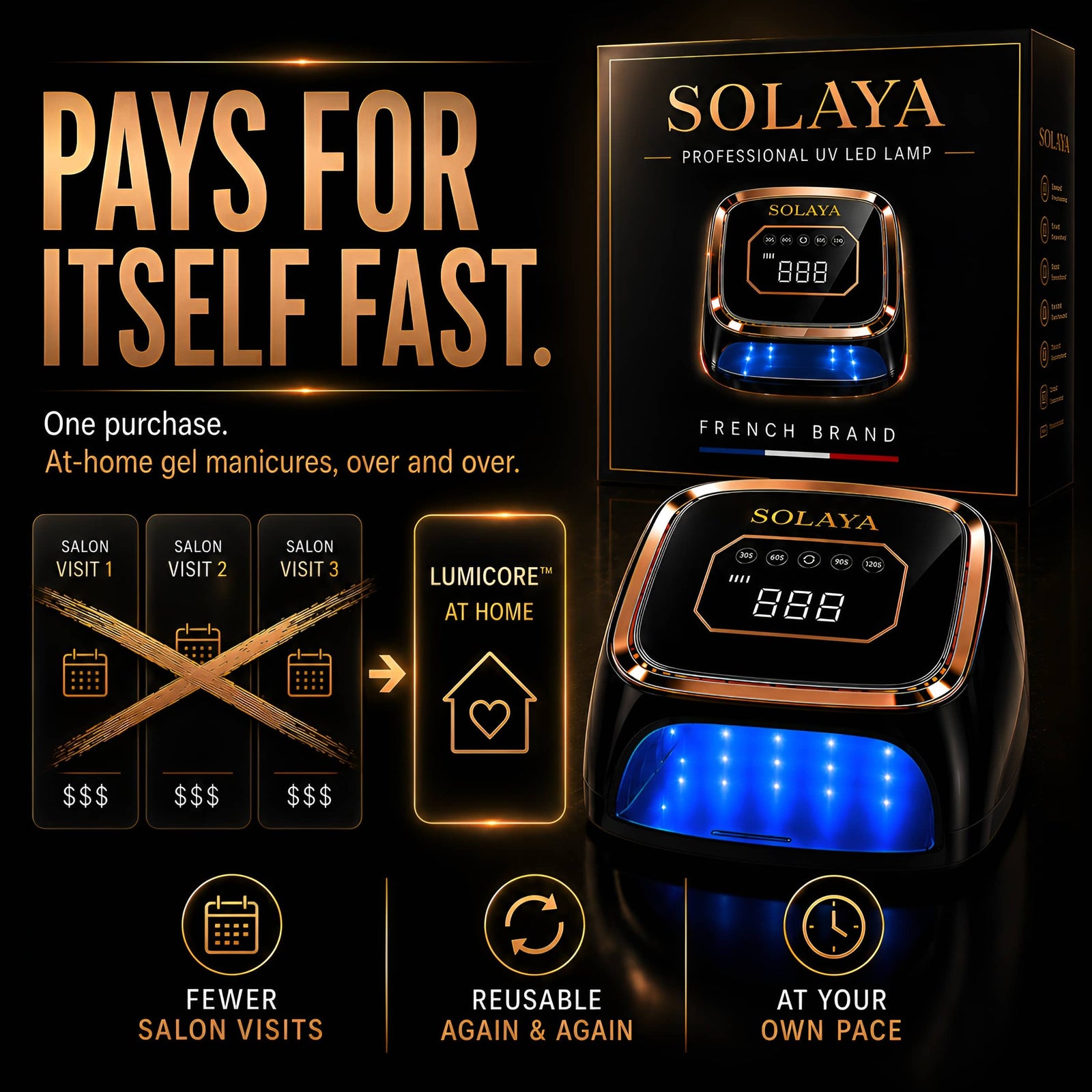SOLAYA LumiCore™ — Professional 108W UV/LED Nail Lamp for Gel Manicures